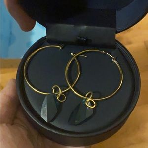 Blue stone golden hoops